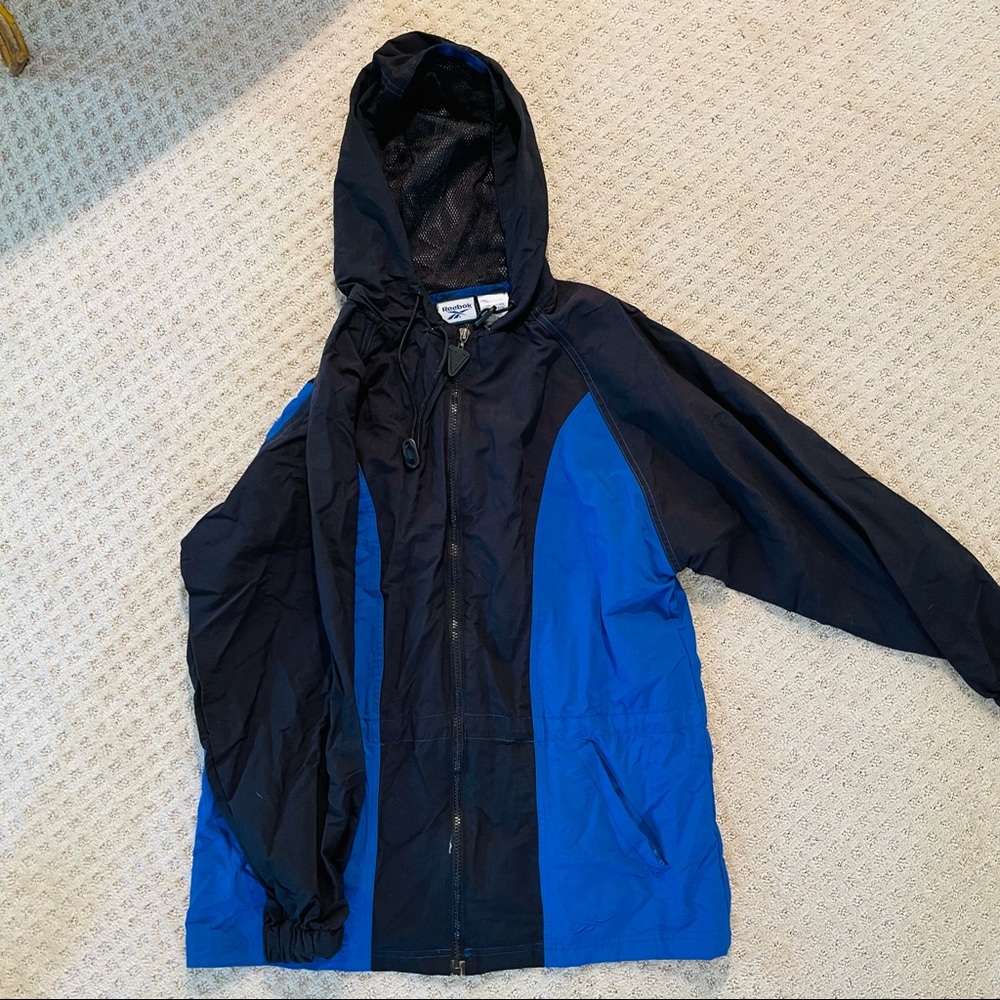 Reebok Vintage Blue and Black Windbreaker Women’s Size Small (1)